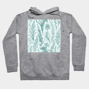 Cottagecore Vintage Garden Green Toile Floral Pattern Hoodie